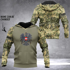 Personalized Austrian Soldier/ Veteran Camo Hoodie 3D Printed QTDT0902