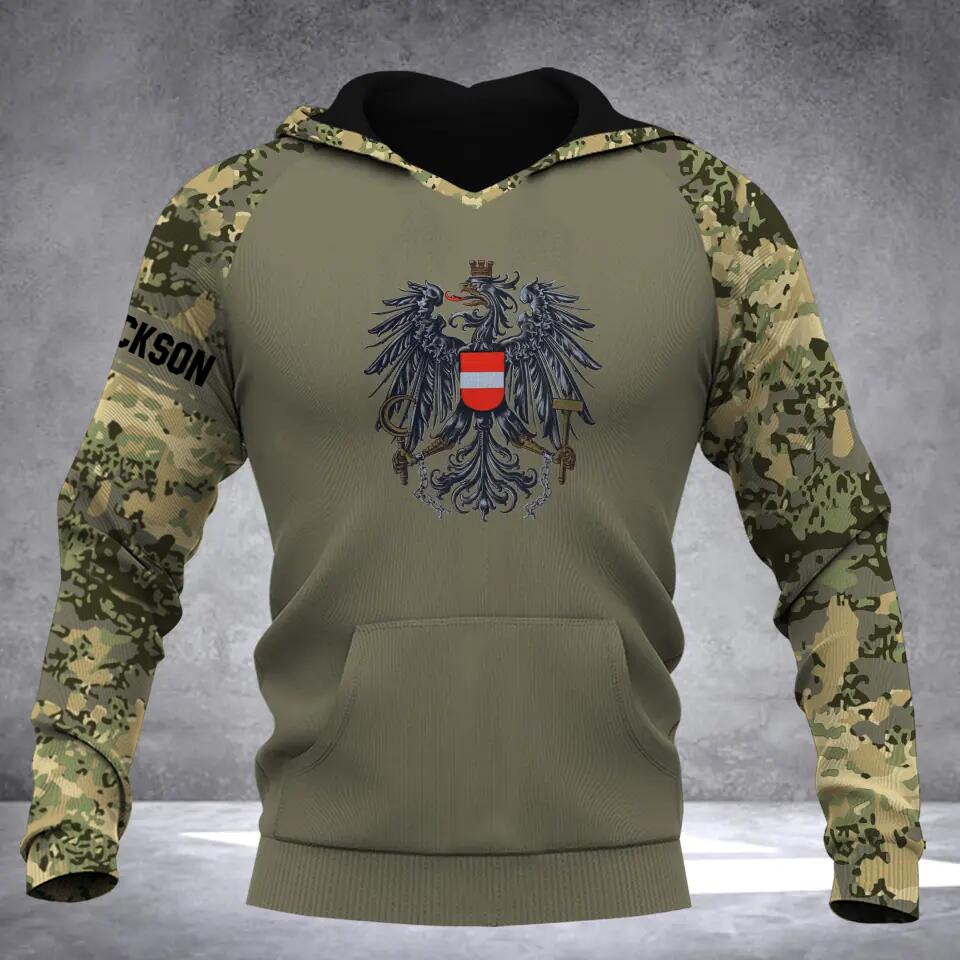 Personalized Austrian Soldier/ Veteran Camo Hoodie 3D Printed QTDT0902