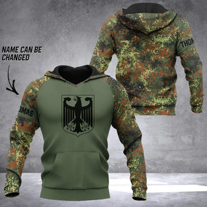 Personalized German Soldier/ Veteran Camo Hoodie 3D Printed QTDT0902