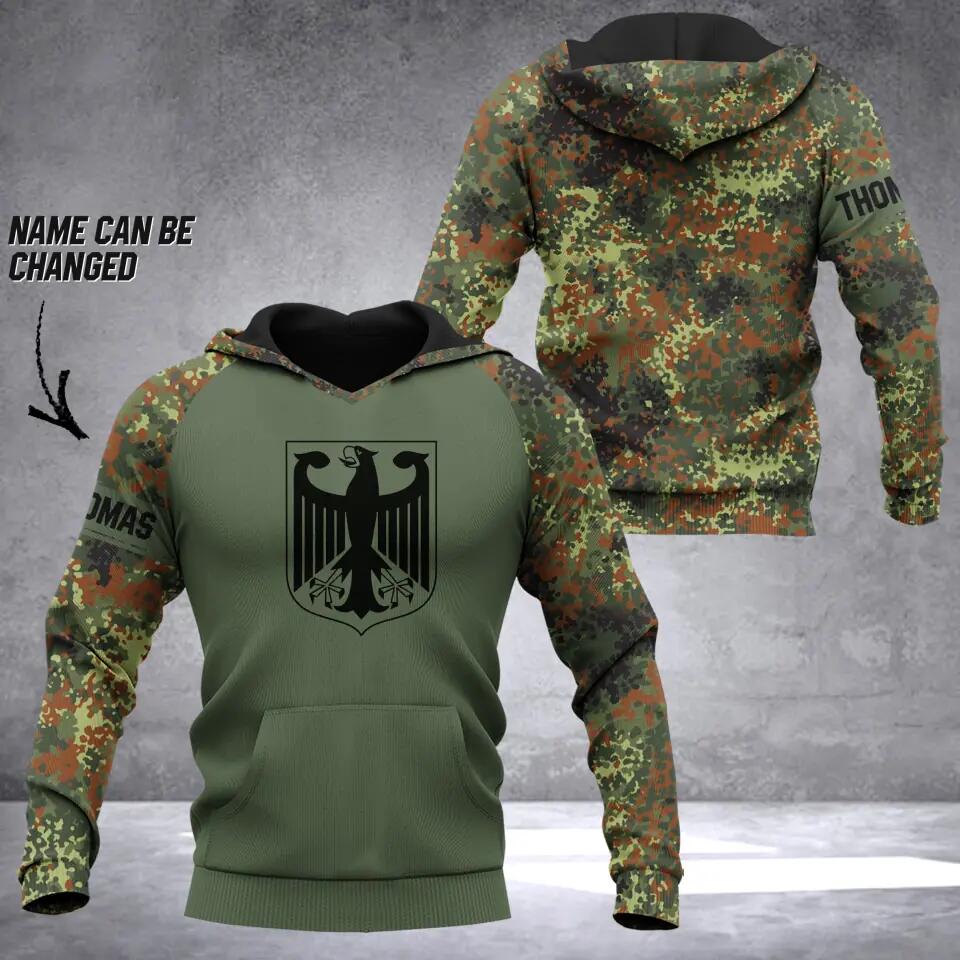 Personalized German Soldier/ Veteran Camo Hoodie 3D Printed QTDT0902