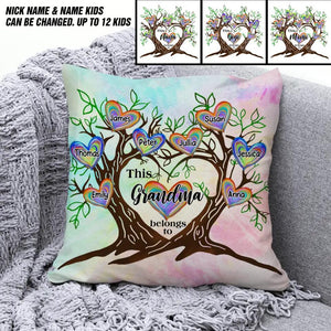 Personalized This Grandma Mommy Aunt Nana Belongs To Kid Name Pillow Printed PNDT1002