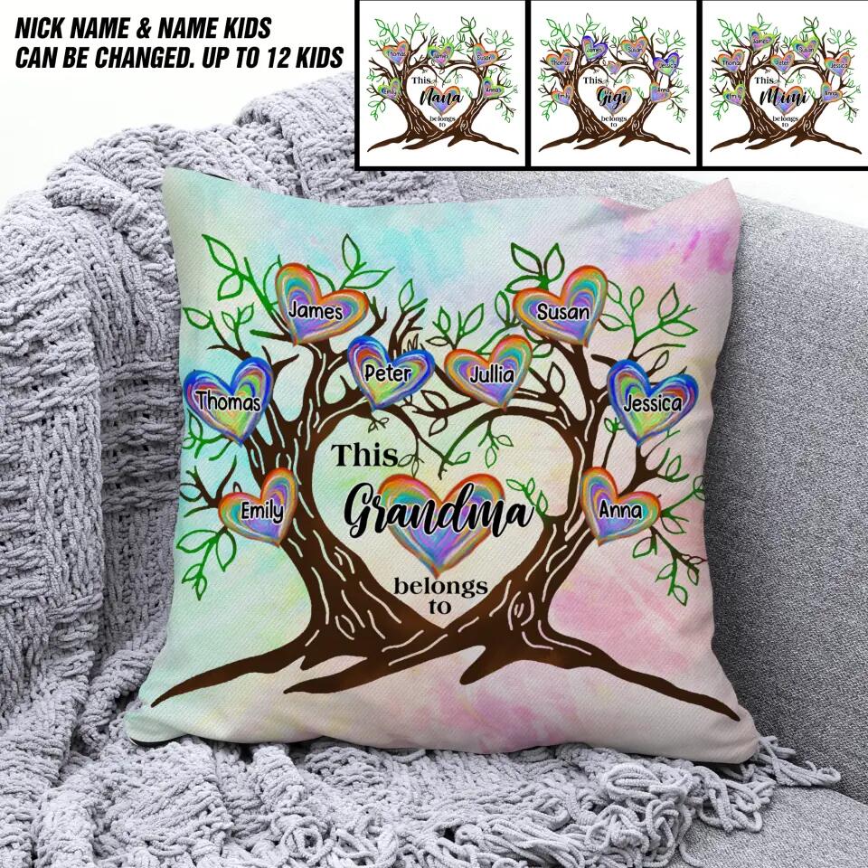 Personalized This Grandma Mommy Aunt Nana Belongs To Kid Name Pillow Printed PNDT1002