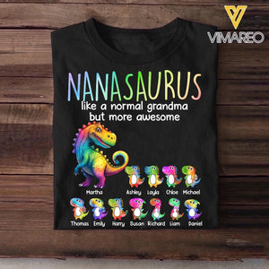 Personalized Colorful Grandmasaurus Nana Gigi Mom Like A Normal Grandma But More Awesome Dinosaur Kid Tshirt Printed PNDT1002
