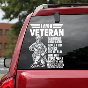 Personalized I Am An US Veteran I Am Who I Am Rank Decal Printed QTHQ1302