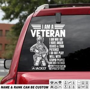 Personalized I Am An US Veteran I Am Who I Am Rank Decal Printed QTHQ1302