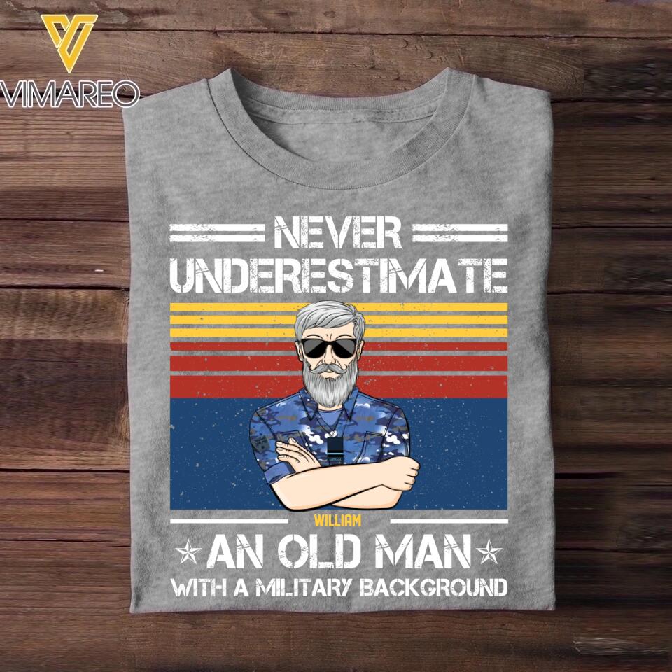 Personalized Never Underestimate An Old Man With A Military Background Australian Veteran/Soldier Tshirt Printed 23FEB-HQ13