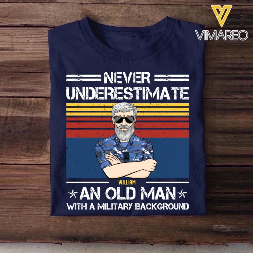 Personalized Never Underestimate An Old Man With A Military Background Australian Veteran/Soldier Tshirt Printed 23FEB-HQ13