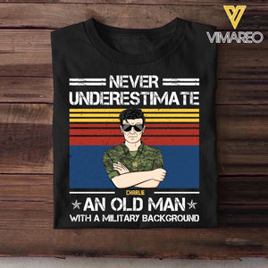 Personalized Never Underestimate An Old Man With A Military Background Canadian Veteran/Soldier Tshirt Printed 23FEB-HQ13