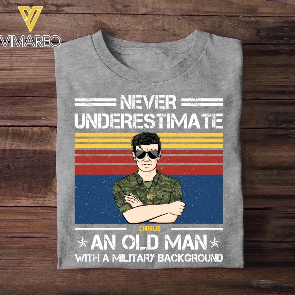 Personalized Never Underestimate An Old Man With A Military Background Canadian Veteran/Soldier Tshirt Printed 23FEB-HQ13