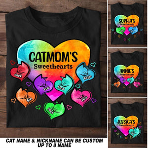 Personalized Catmom's Sweethearts & Cat's Name Tshirt Printed 23FEB-HQ13