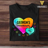 Personalized Catmom's Sweethearts & Cat's Name Tshirt Printed 23FEB-HQ13