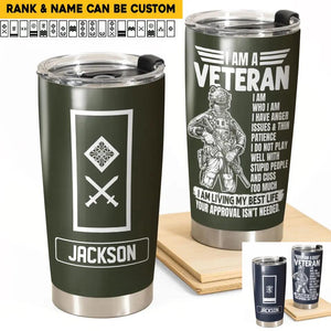 Personalized I Am Irish Veteran I Am Who I Am Rank Tumbler Printed QTHQ1302