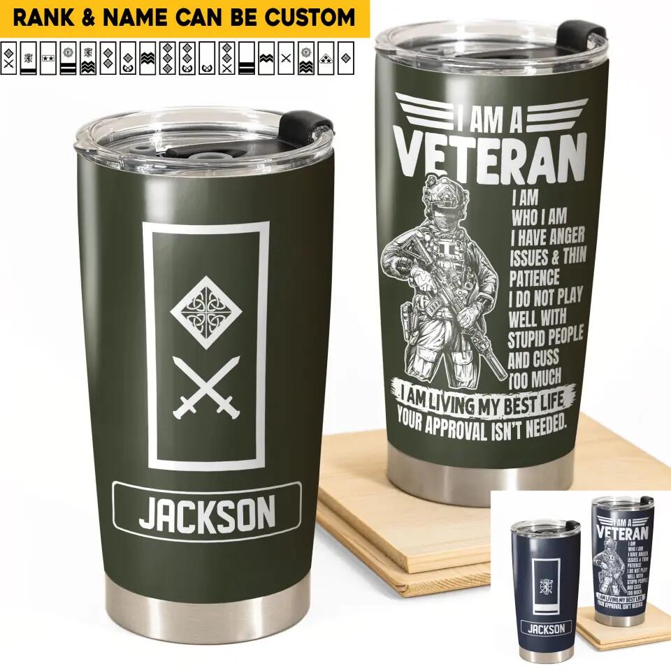 Personalized I Am Irish Veteran I Am Who I Am Rank Tumbler Printed QTHQ1302