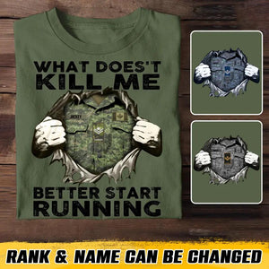 Personalized Canadian Soldier/ Veteran What Doesn't Kill Me Better Start Rank Camo Printed Tshirts QTHQ1402