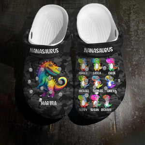 Personalized Colorful Grandmasaurus Nana Gigi Mom  Dinosaur Kid Tshirt Printed PNHQ1402