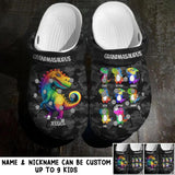 Personalized Colorful Grandmasaurus Nana Gigi Mom  Dinosaur Kid Tshirt Printed PNHQ1402