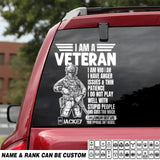 Personalized I Am An UK Veteran I Am Who I Am Rank Decal Printed QTHQ1502