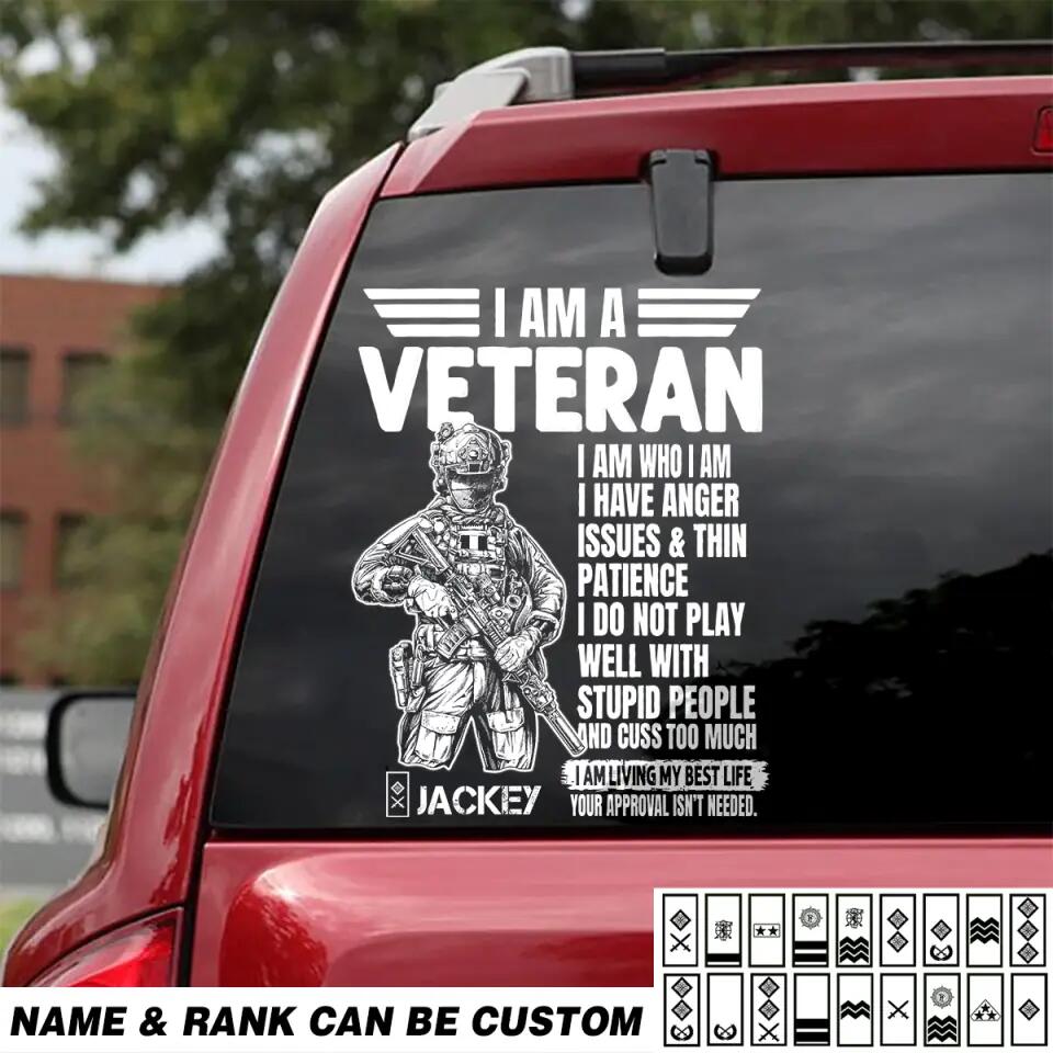 Personalized I Am An Irish Veteran I Am Who I Am Rank Decal Printed QTHQ1502
