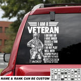 Personalized I Am An Irish Veteran I Am Who I Am Rank Decal Printed QTHQ1502