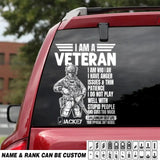 Personalized I Am A German Veteran I Am Who I Am Rank Decal Printed QTHQ1502