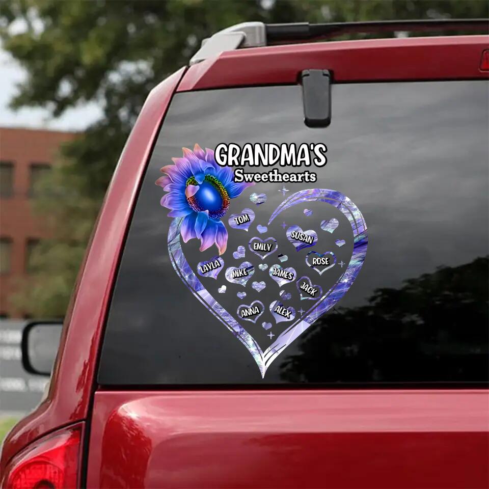 Personalized Grandma's Sweethearts Mom Nana Aunt Kid Name Sunflower Decal Printed PNHQ1402