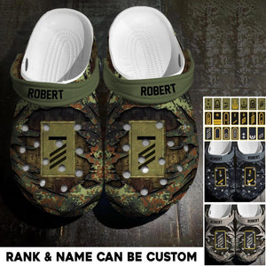 Personalized German Veteran/Soldier Rank Camo with Name Clog Slipper Shoes Printed 23FEB-HQ17