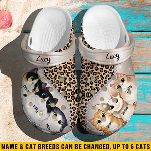 Personalized Leopard Skin & Cats Cat Lovers Gift Clog Slipper Shoes Printed PNVD1802