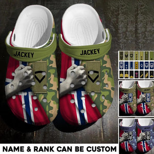 Personalized Norwegian Veteran/Soldier Rank Camo Flag Clog Slipper Shoes Printed 23FEB-HQ20