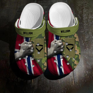 Personalized Norwegian Veteran/Soldier Rank Camo Flag Clog Slipper Shoes Printed 23FEB-HQ20