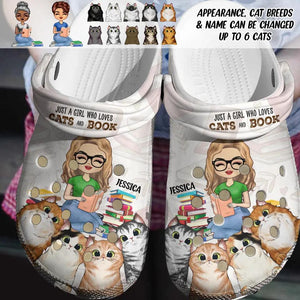 Personalized Just A Girl Who Loves Cats And Book Clog Slipper Shoes Printed PNDT2302