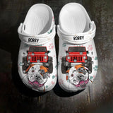 Personalized Dog Jeep Lovers Colorful Background Paw Name Clog Slipper Shoes Printed 23FEB-HQ23