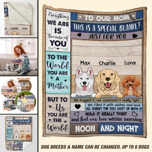 Personalized Everything We Are Is Because Of You To Dog Mom Dog Lovers Quilt Blanket Printed 23FEB-VD27