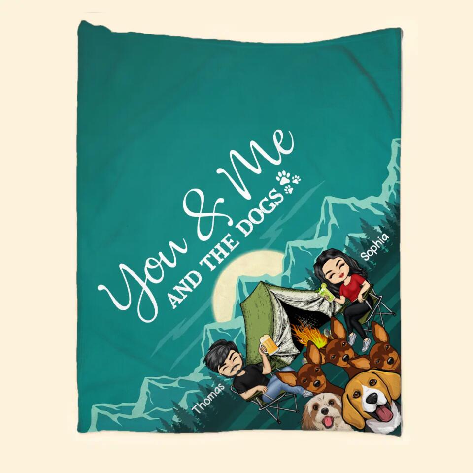 Personalized You Me And The Dogs Camping Couple Dog Lovers Quilt Blanket Printed 23FEB-HQ28