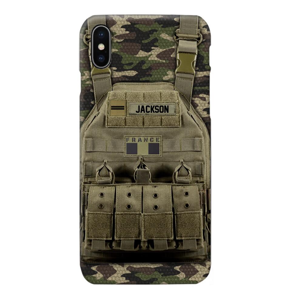 Personalized French Veteran/Soldier Uniform Rank Camo Phonecase Printed 23MAR-DT01