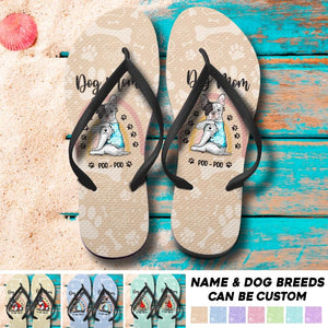 Personalized Dog Mom Dog Lovers Gift Flip Flops Printed PNHQ0103