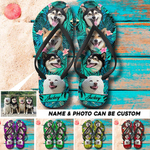 Personalized Upload Your Dog's Photo Dog Lovers Gift Flip Flops Printed PNHQ0203