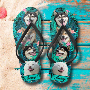 Personalized Upload Your Dog's Photo Dog Lovers Gift Flip Flops Printed PNHQ0203