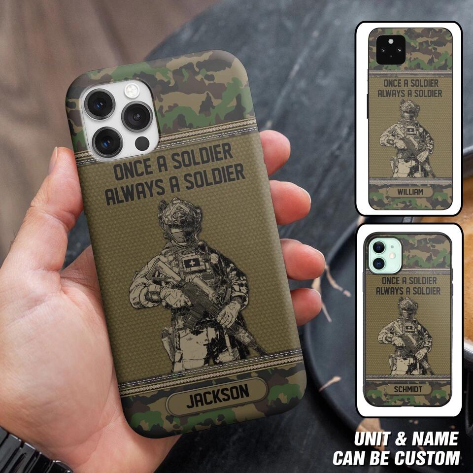 Personalized Swiss Soldier Once A Soldier Always A Soldier Camo Phonecase Printed 23MAR-DT07