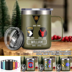 Personalized Us Soldier/ Veteran With Logo Name And Year Laser Handle Cup Printed 22MAR-DT08