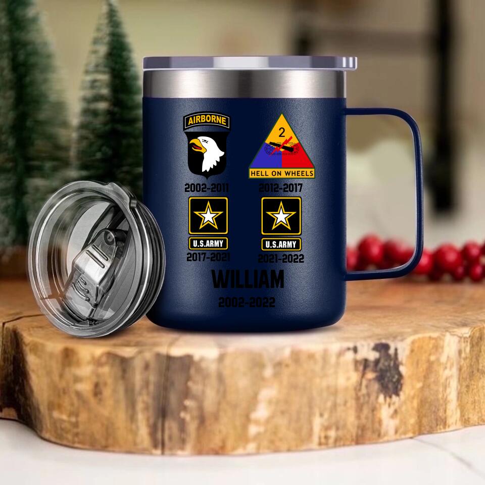 Personalized Us Soldier/ Veteran With Logo Name And Year Laser Handle Cup Printed 22MAR-DT08