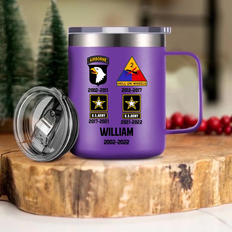 Personalized Us Soldier/ Veteran With Logo Name And Year Laser Handle Cup Printed 22MAR-DT08