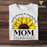 Personalized Amazing Loving Caring Strong Sunflower  Grandma Mom Aunt Nana Kid Name Tshirt Printed QTHQ0903