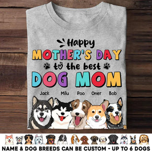 Personalized Happy Mother's Day To The Best Dog Mom Tshirt Printed QTHQ1003