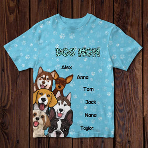 Personalized Dog Mom Dogs with Name 3D T-shirt Printed PNDT1003