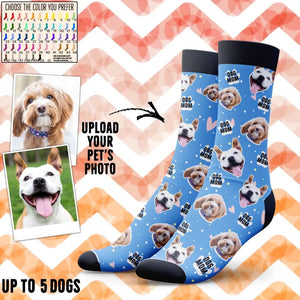 Personalized Upload Your Dog Photos Head Dog Mom  Crew Socks Printed PNDT1303