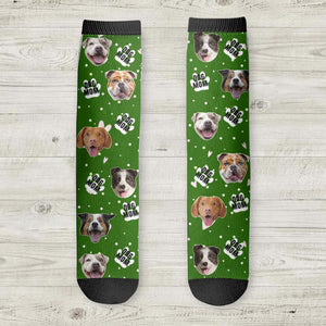 Personalized Upload Your Dog Photos Head Dog Mom  Crew Socks Printed PNDT1303