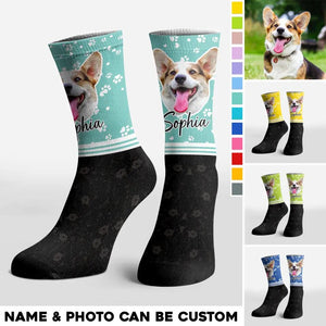 Personalized Upload Your Dog Photo Head Dog Lovers Paw Crew Socks Printed PNHQ1403