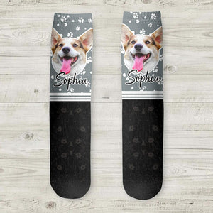 Personalized Upload Your Dog Photo Head Dog Lovers Paw Crew Socks Printed PNHQ1403