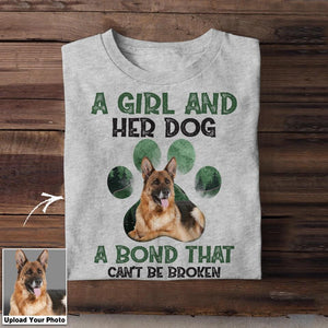 Personalized Upload photo A Girl And Her Dog A Bond That Can't Be Broken Tshirt Printed QTDT1503