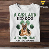 Personalized Upload photo A Girl And Her Dog A Bond That Can't Be Broken Tshirt Printed QTDT1503